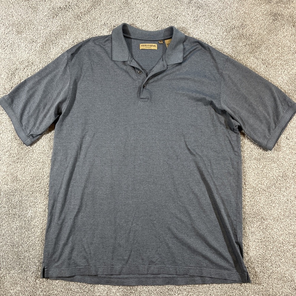 Tricots St Raphael Polo Shirt Mens XL Short Sleeve‎ 100% Mercerized Cotton Gray